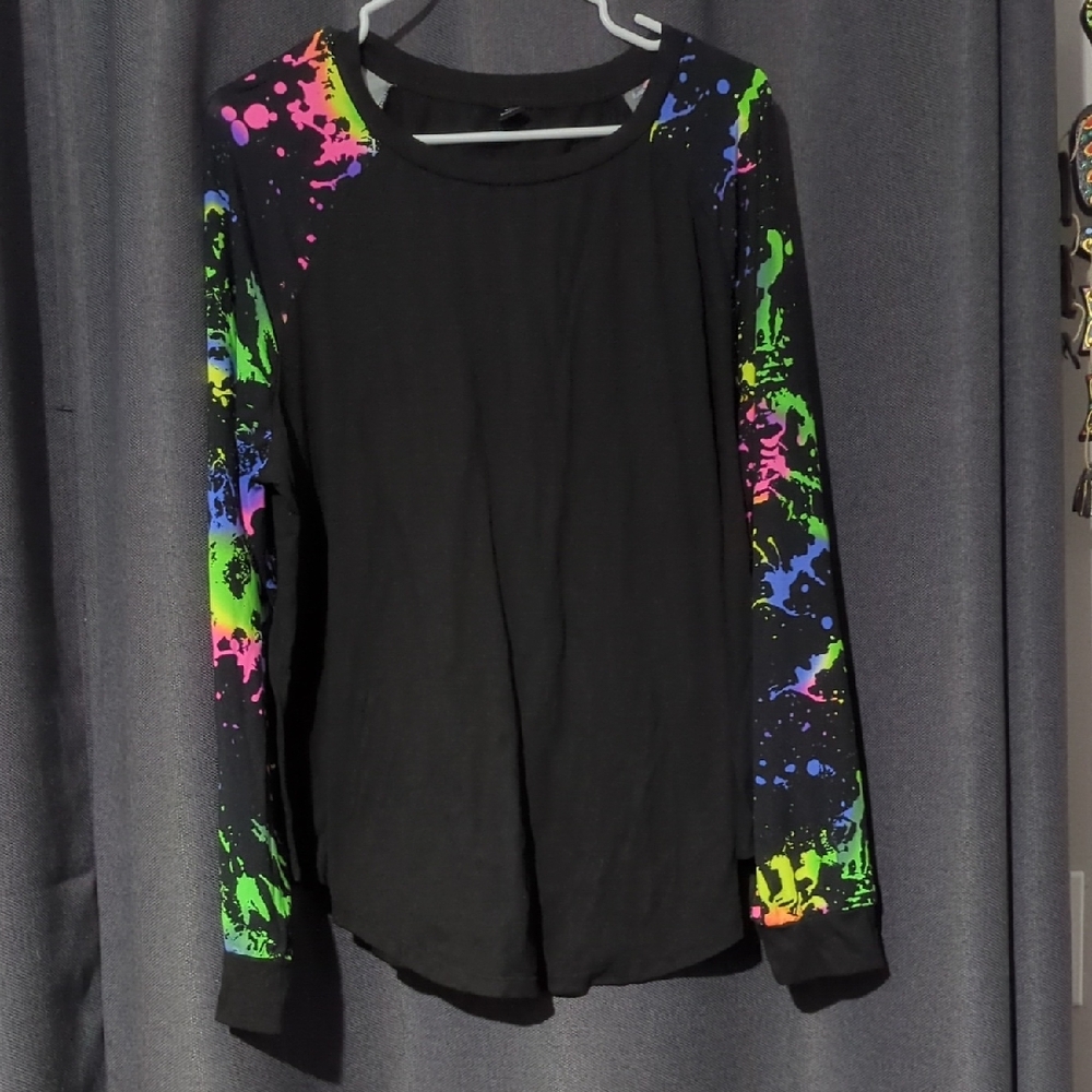 SHEIN Black Sweatshirt with Neon Splatter